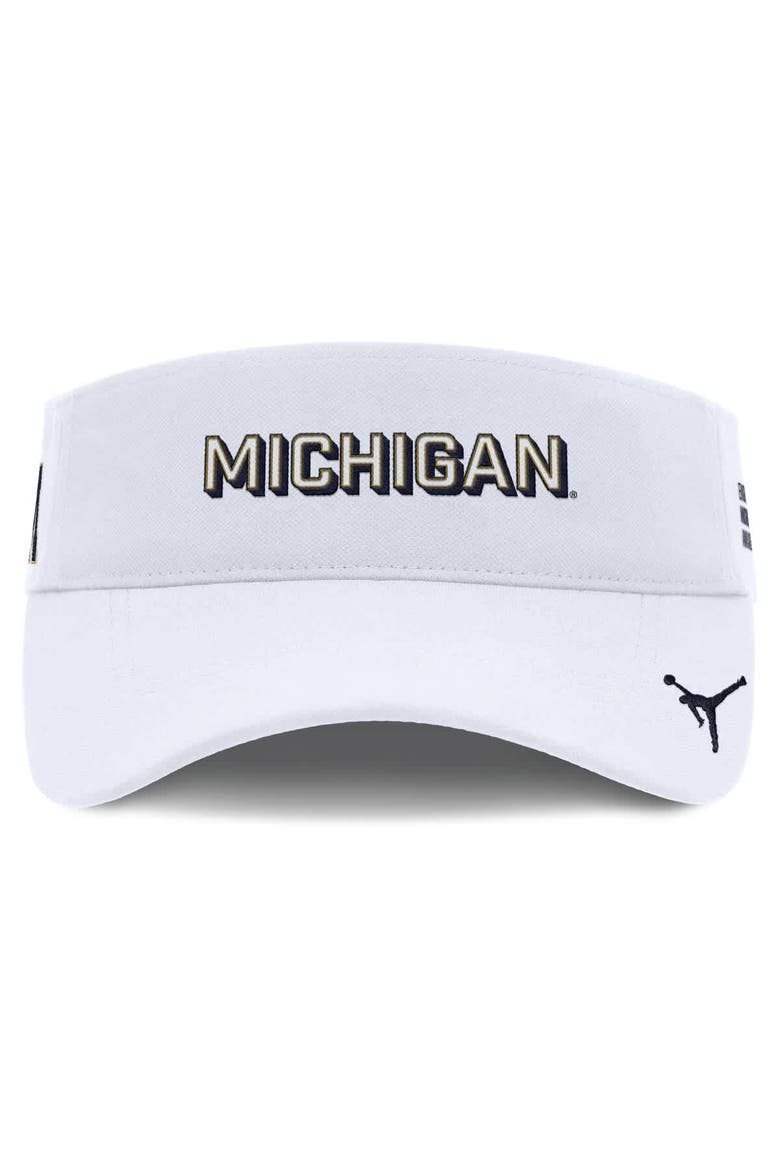 Men's Jordan Brand White Michigan Wolverines 2025 On-Field Gameday Performance Ace Adjustable Visor, Alternate, color, White