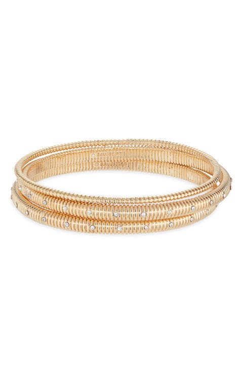 Set of 3 Ribbed Bangle Bracelets