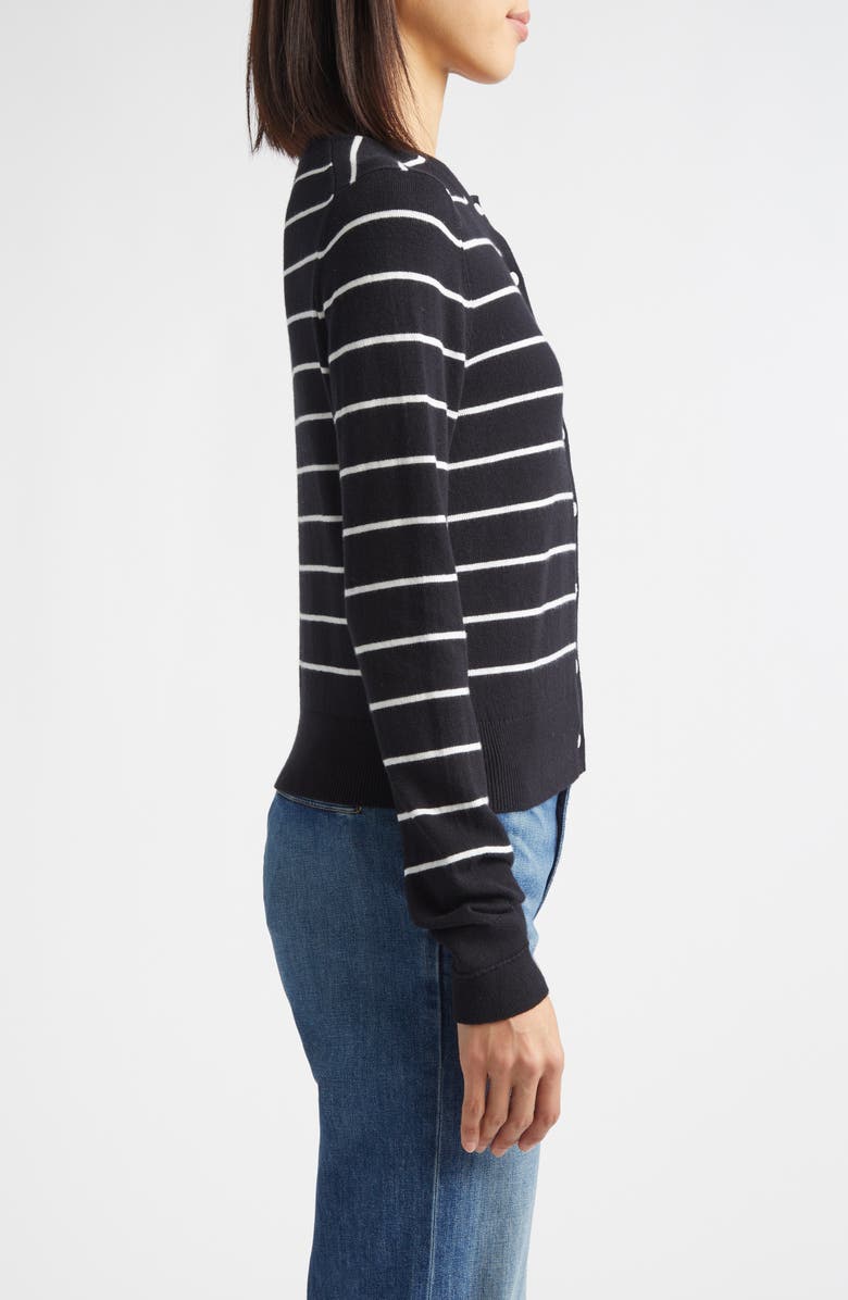 Derek Lam 10 Crosby Thibeaut Stripe Cotton & Cashmere Cardigan, Alternate, color, Blacklead