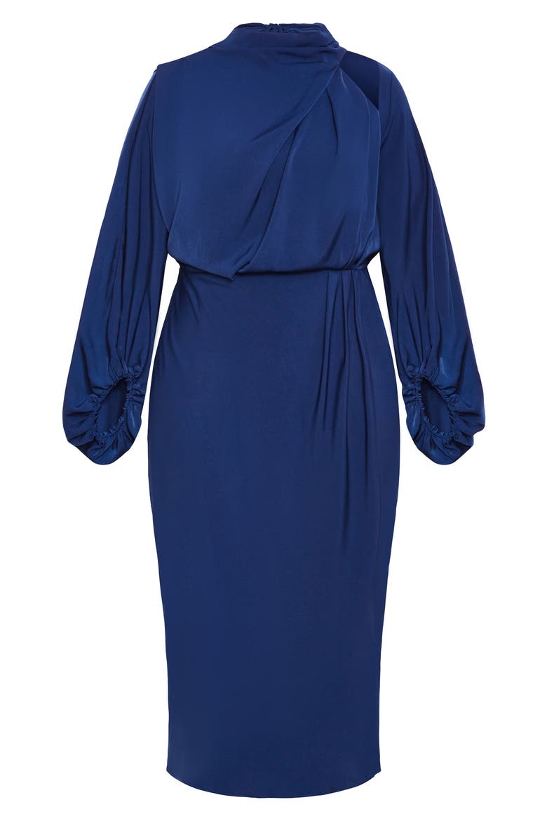 Jaylee Shoulder Cutout Long Sleeve Dress, Alternate, color, DEEP OCEAN