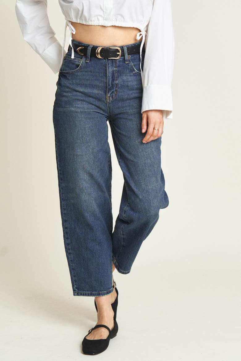 Harlow Barrel Leg Jeans High Rise, Alternate, color, Dark Aged Vintage