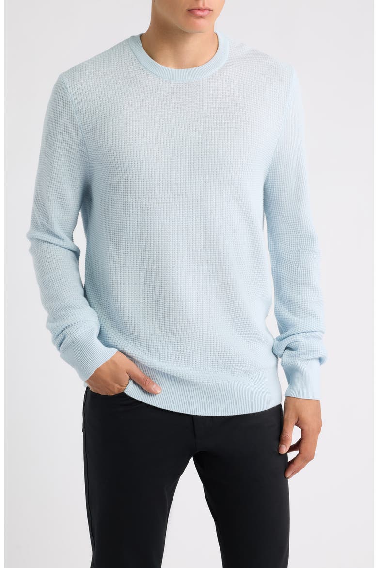Ludino Waffle Wool Blend Crewneck Sweater, Main, color, LIGHT BLUE