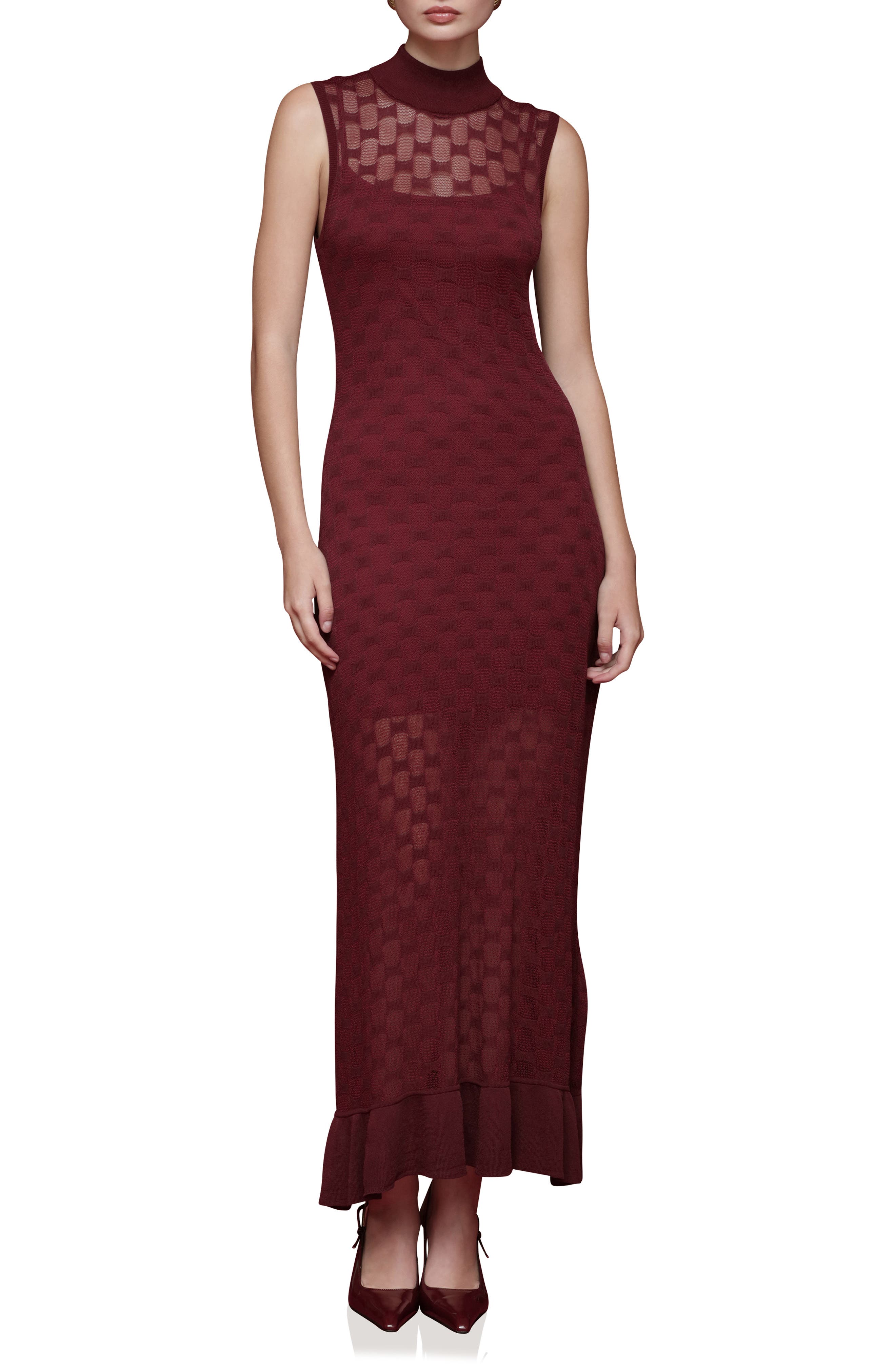 Avec Les Filles Mock Neck Midi Sweater Dress