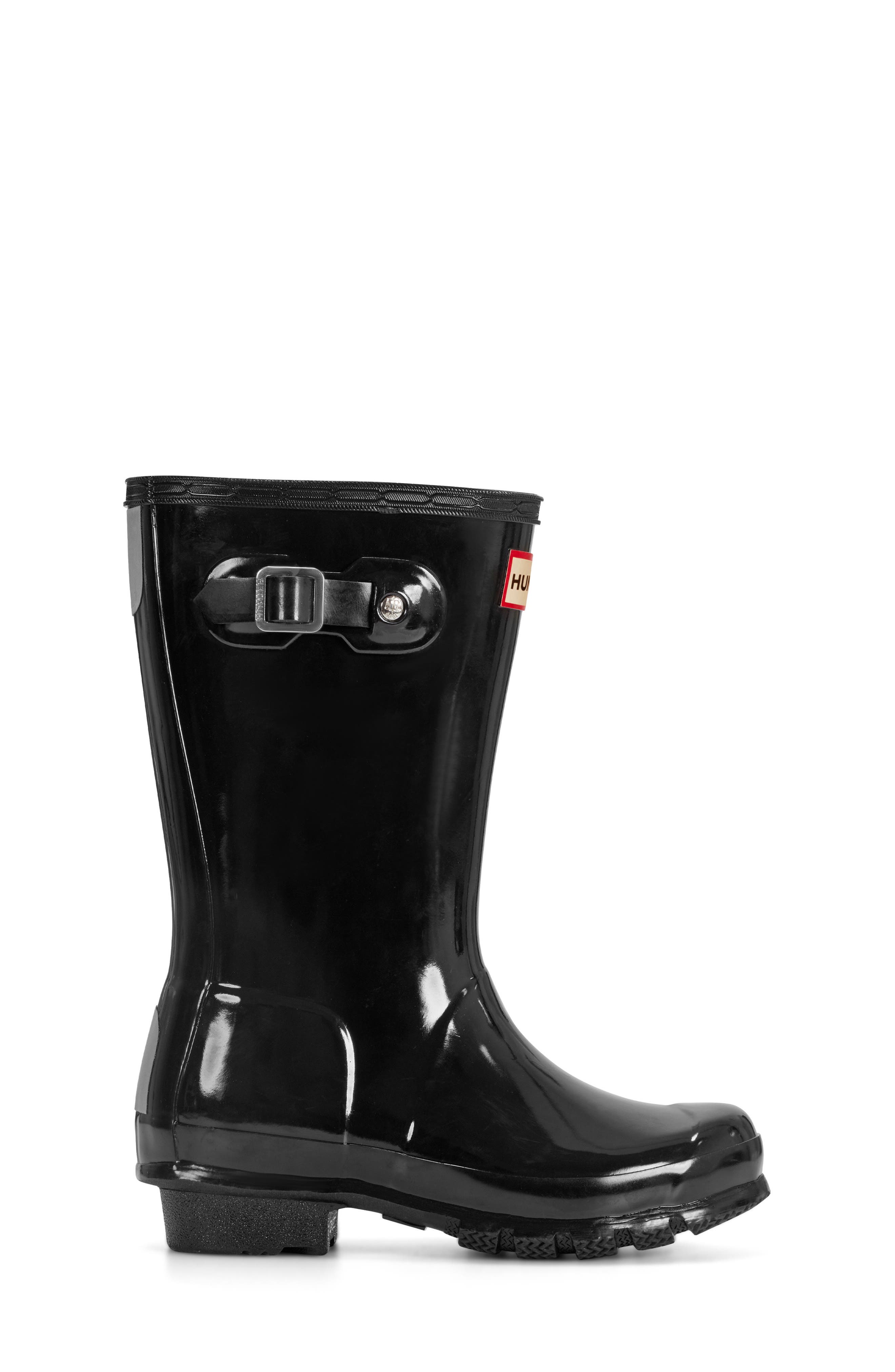 Hunter Kids
 Original Gloss Waterproof Rain Boot, Alternate, color, Black