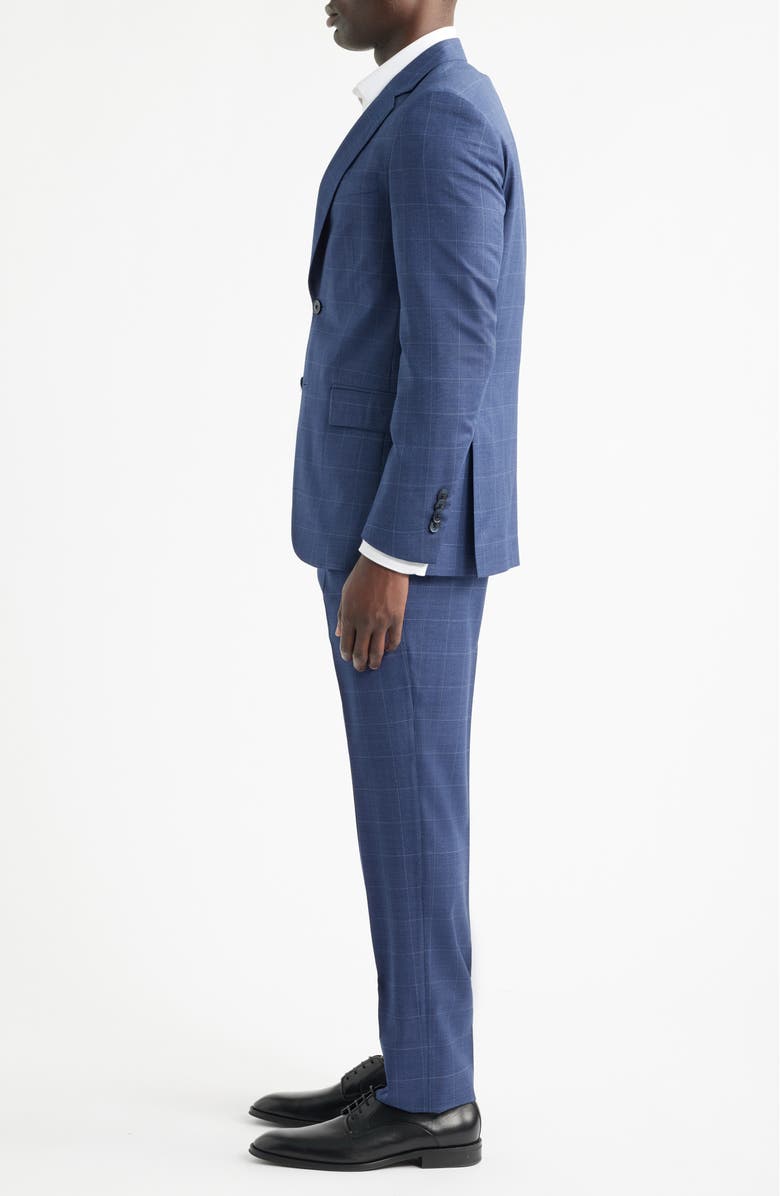 Peter Millar Flynn Classic Fit Medium Blue Windowpane Check Wool Suit, Alternate, color, Blue