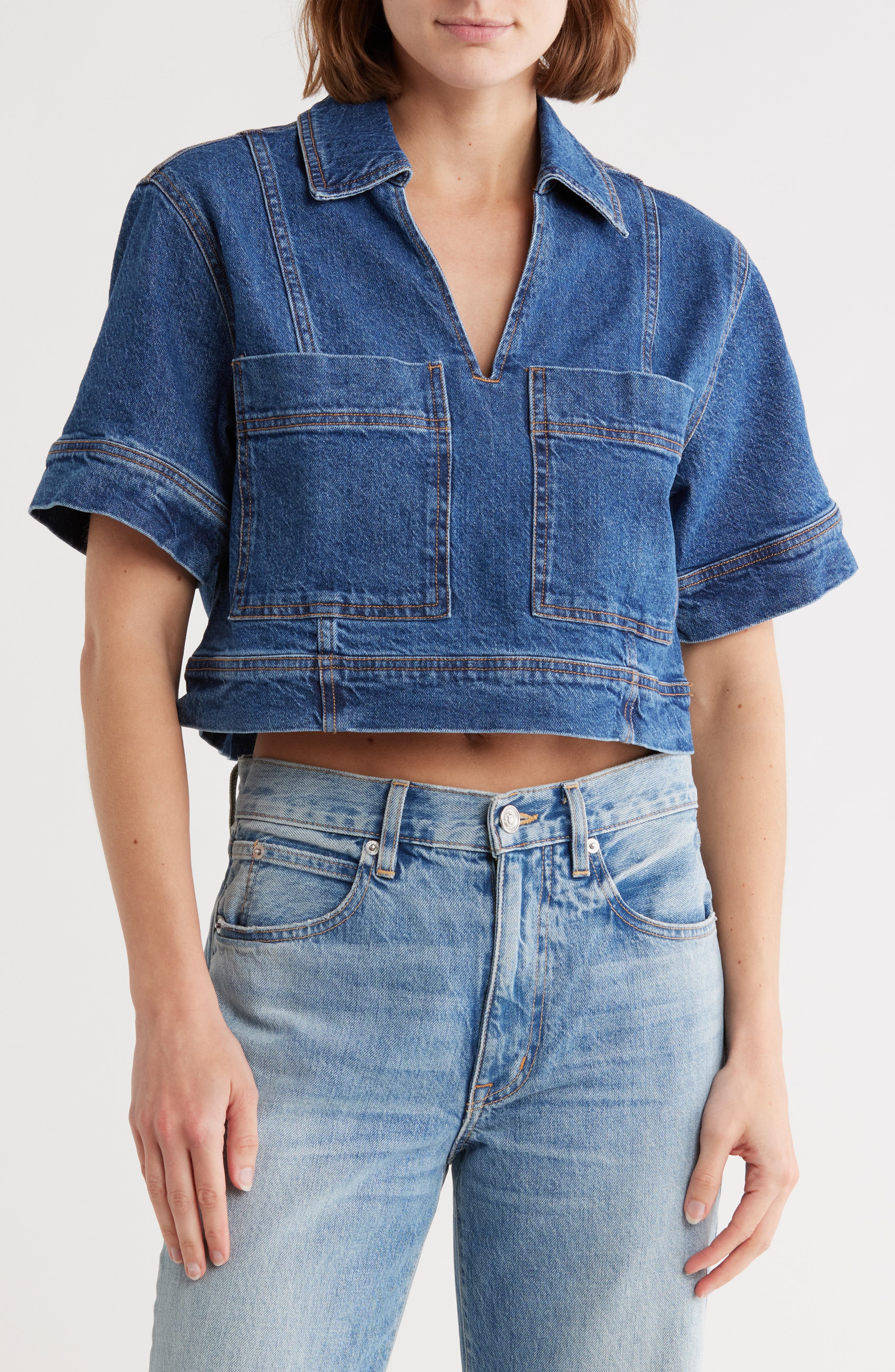 Habitual Boxy Crop Denim Shirt
