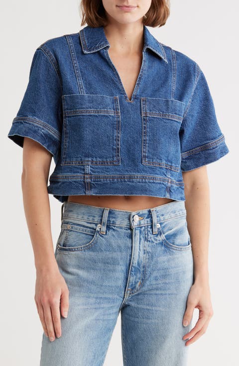 Boxy Crop Denim Shirt