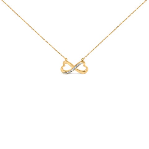 Gold Vermeil Diamond Accent Infinity Heart Pendant Necklace