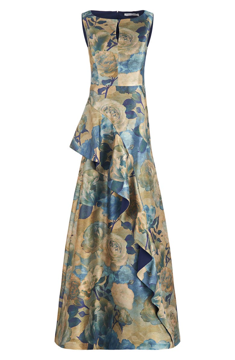 Kay Unger Selene Floral Ruffle Gown, Alternate, color,