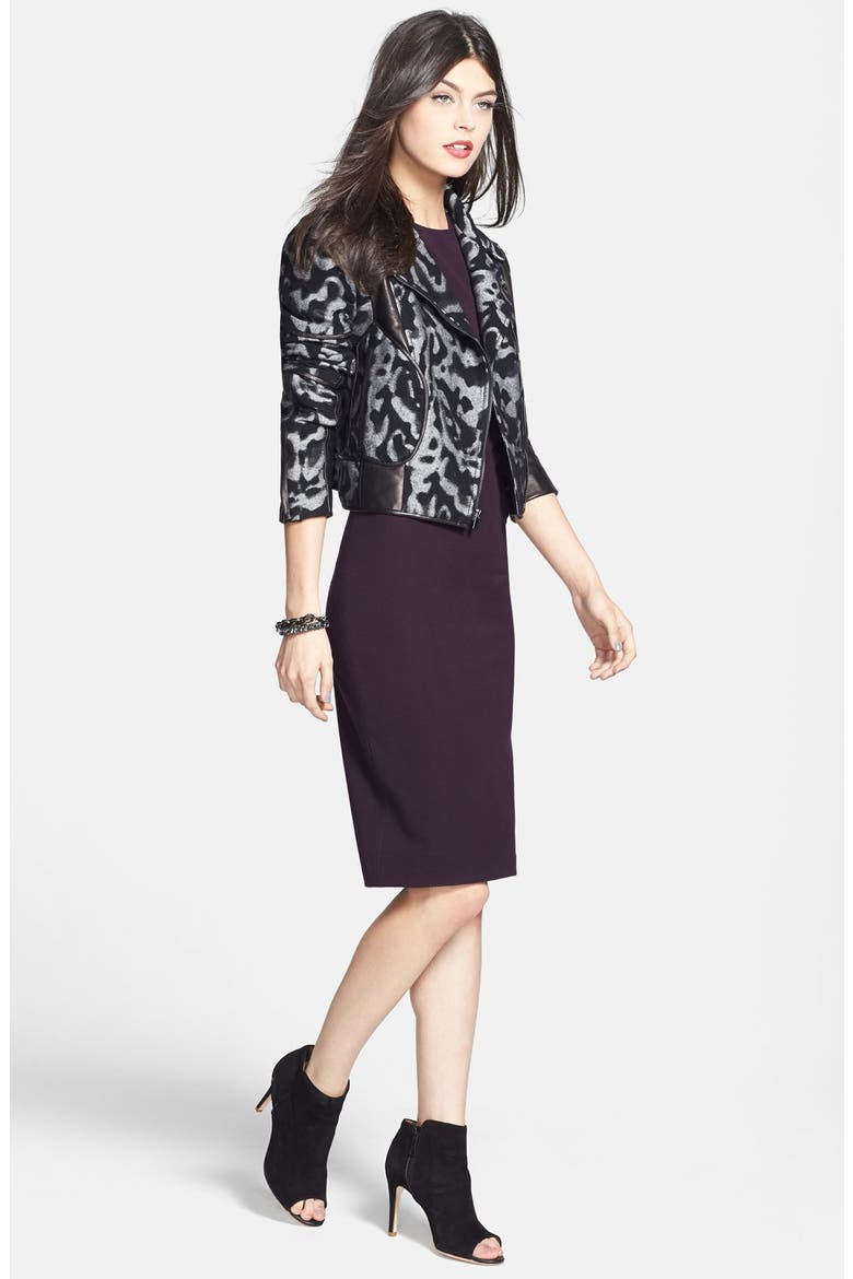 'Theodora Leo' Leather Accent Jacket, Alternate, color, GREY/BLACK