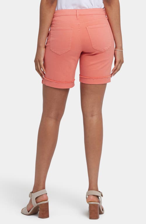 Nydj Diana Relaxed Fit Raw Hem Cuffed Denim Shorts In Coral Haze
