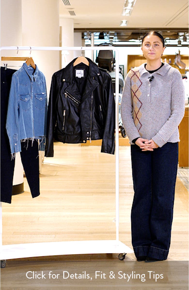 Trapunto Stitch Leather Moto Jacket, sales video thumbnail