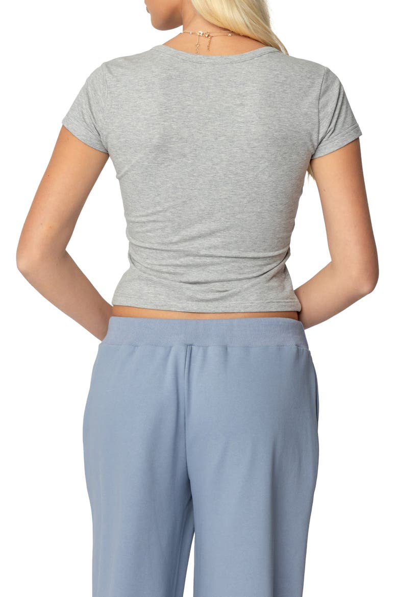 Katerina Henley Crop Top, Alternate, color, GRAY-MELANGE
