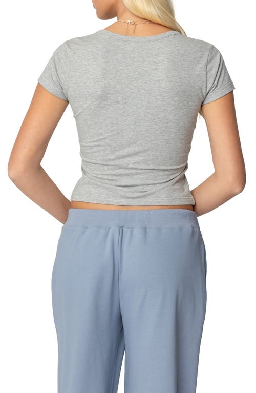 Shop Edikted Katerina Henley Crop Top In Gray-melange