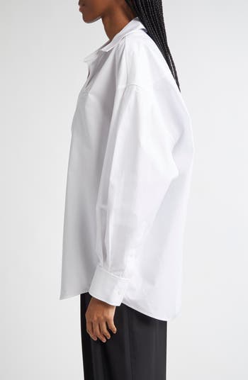 Embroidered Logo Oversize Button-Up Shirt