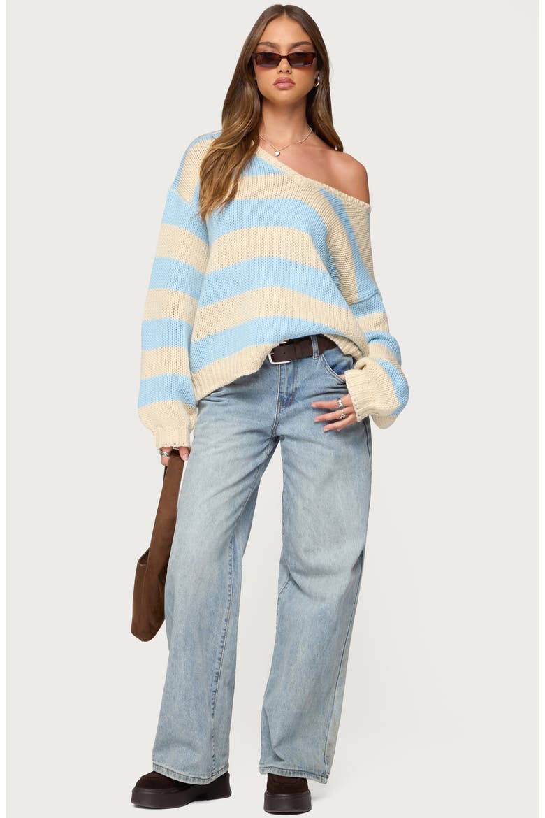 Tracie Oversize Stripe Sweater, Alternate, color, LIGHT-BLUE