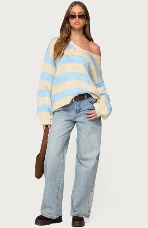 Edikted Tracie Oversize Stripe Sweater In Blue