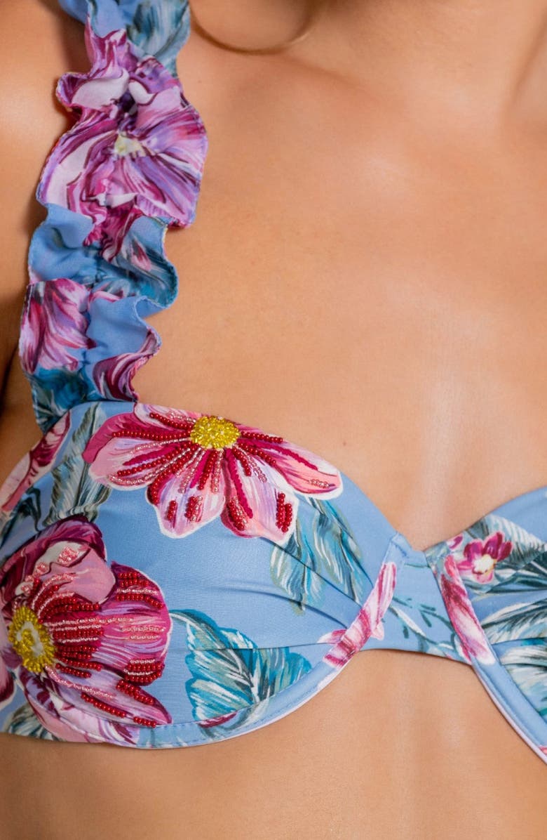 Cosita Linda Beaded Ruffle Underwire Bikini Top, Alternate, color, 