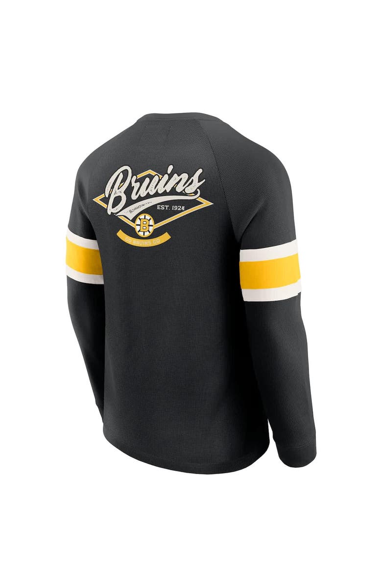 Darius Rucker Collection by Fanatics Men
s Darius Rucker Collection by Fanatics Black Boston Bruins Waffle-Knit Raglan Long Sleeve Henley T-Shirt, Alternate, color, Black
