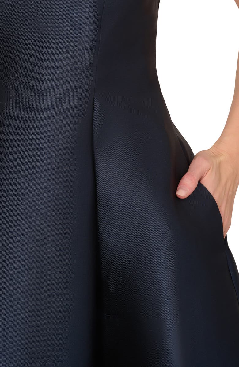 Adrianna Papell Sheer Sequin Yoke Mikado Cocktail Dress, Alternate, color, 