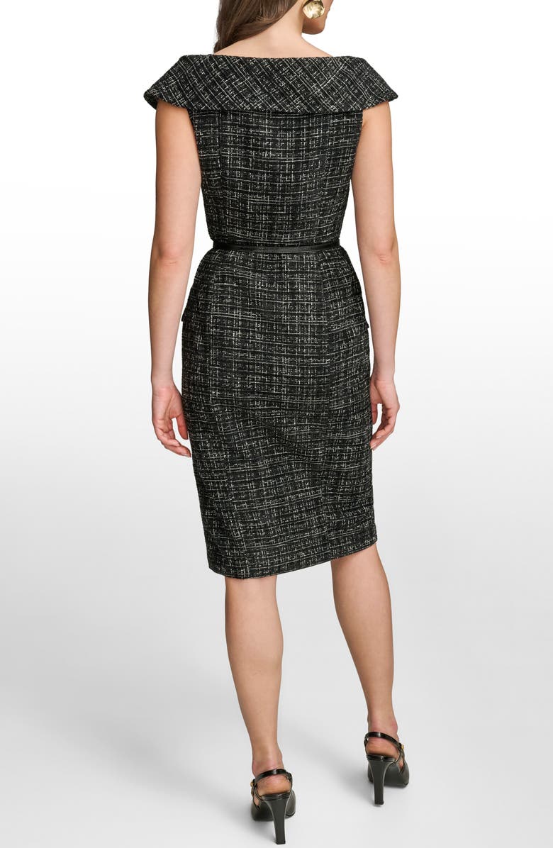 Donna Karan New York Double Breasted Tweed Sheath Dress, Alternate, color, Black/ Cream