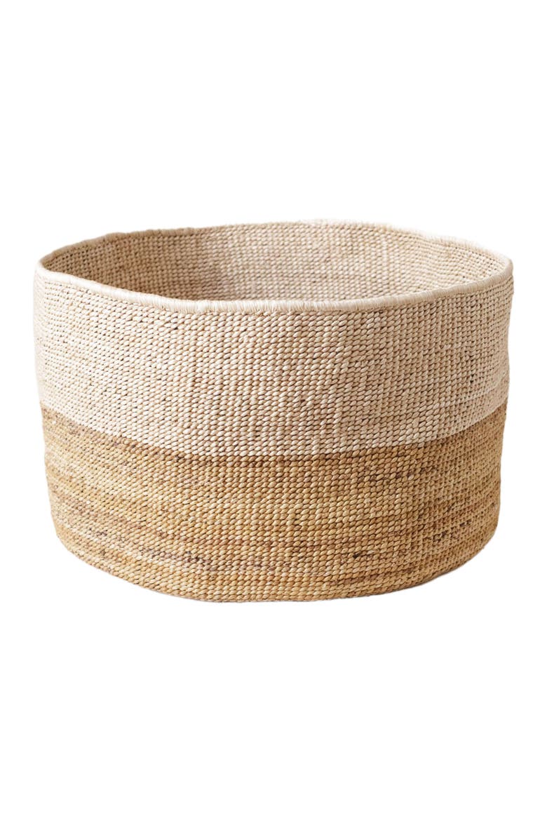 Two-Tone Banana Leaf Floor Basket, Main, color, Natural