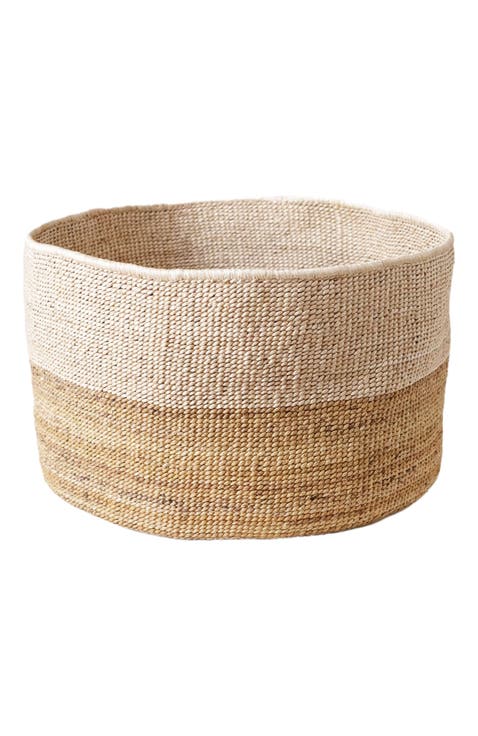 Two-Tone Banana Leaf Floor Basket