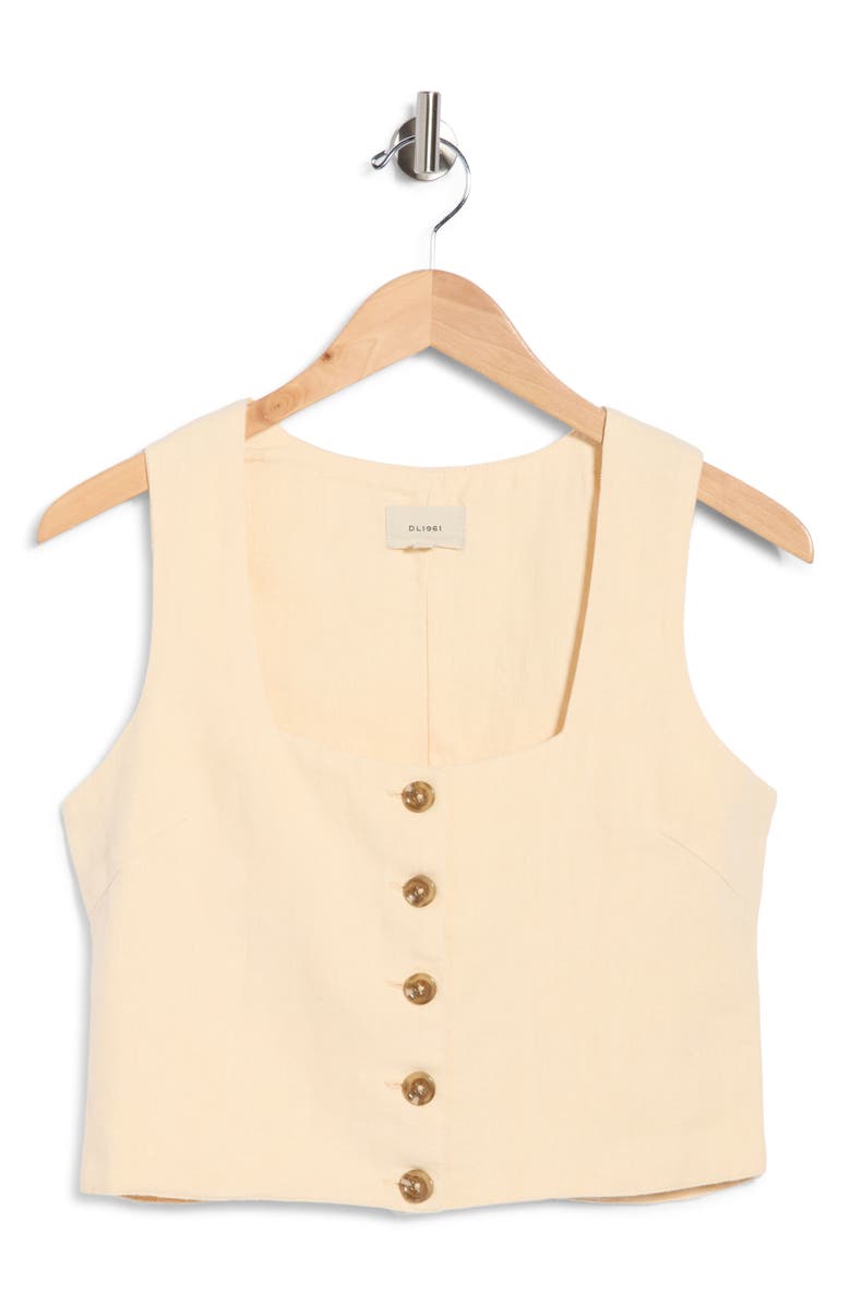 DL1961 Lizzie Button Crop Top, Main, color, Wheat Linen