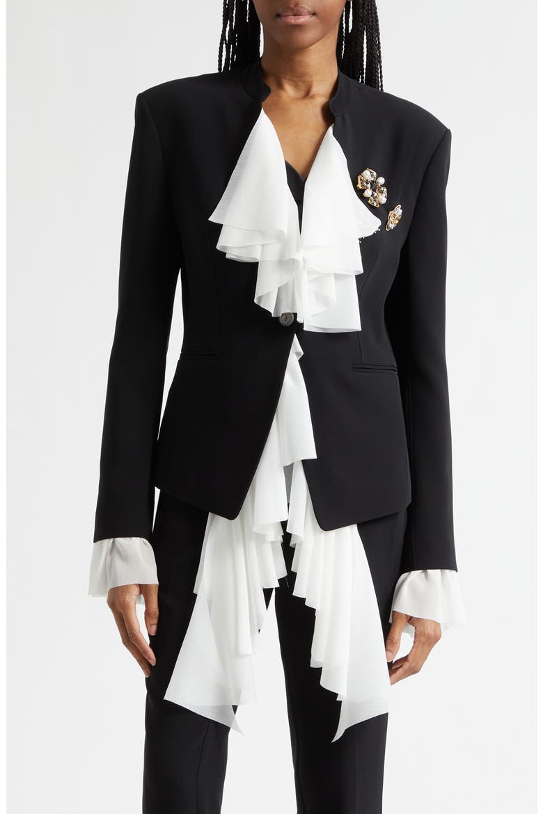 Maren Ruffled Blazer, Main, color, BLACK