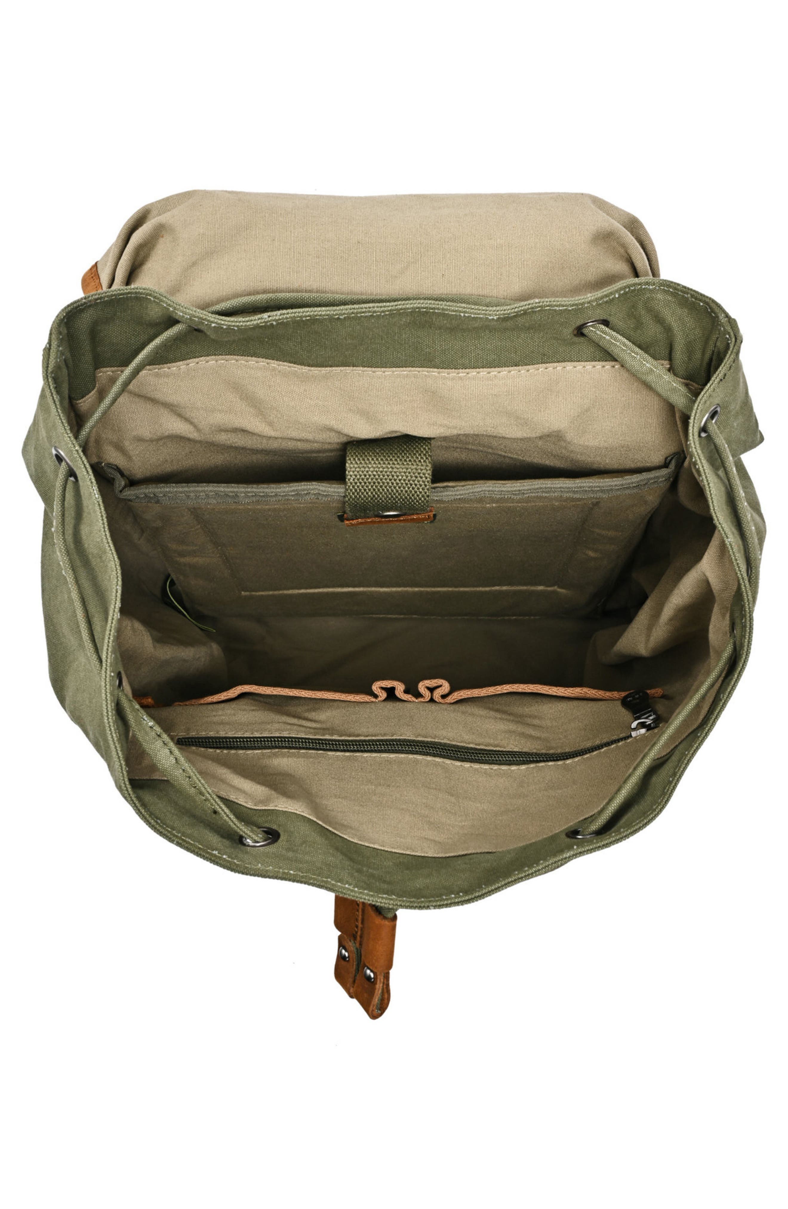 Milo Canvas Leather Backpack, Alternate, color, OLIVE