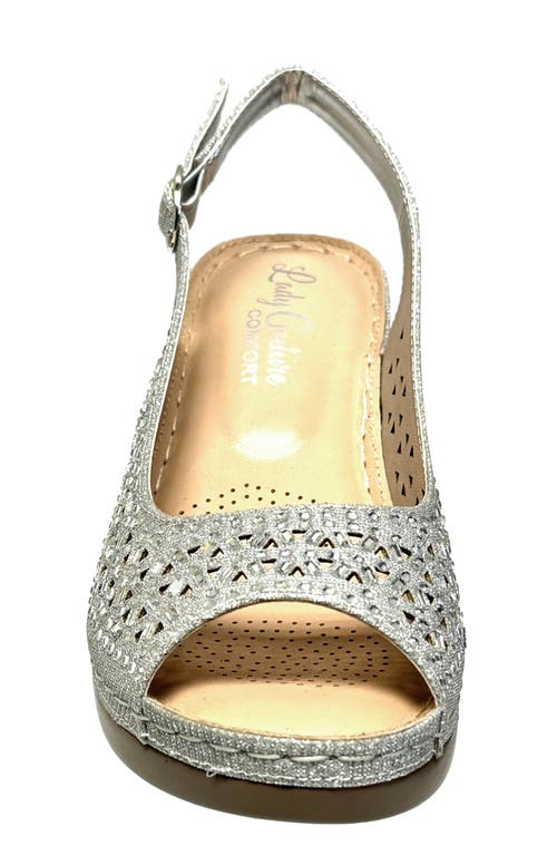 Ninety Union Anita Crystal Embellished Slingback Wedge Sandal In Silver