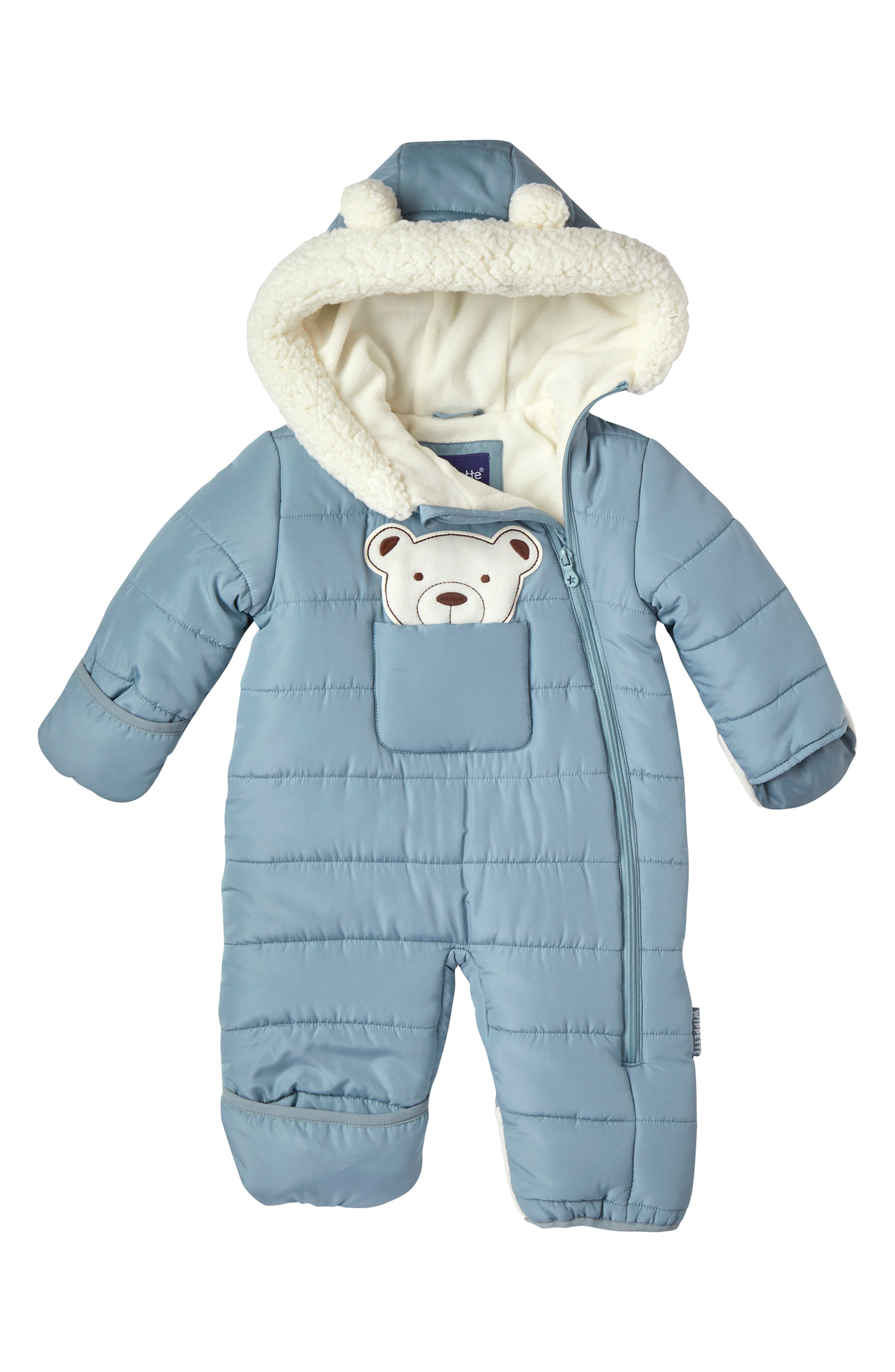 Wippette Babies'  3d Bear Applique Pram In Cool Grey