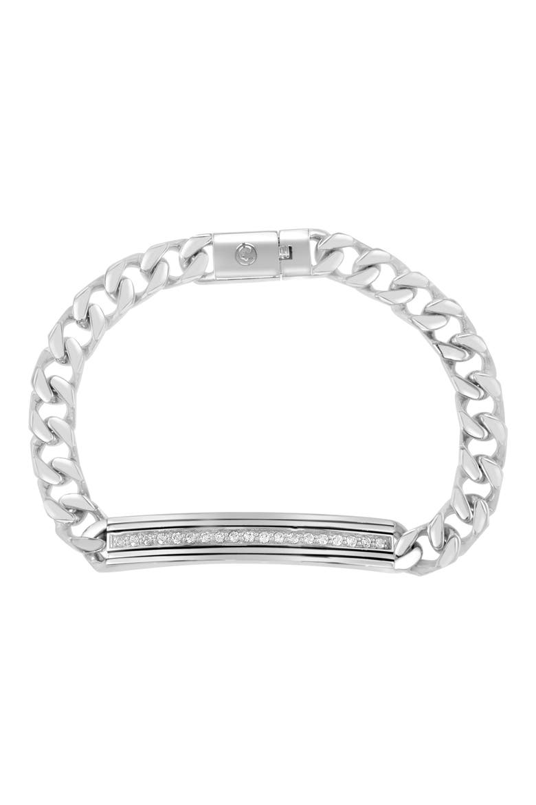 Men's White Sapphire Chain Bracelet, Main, color, SILVER