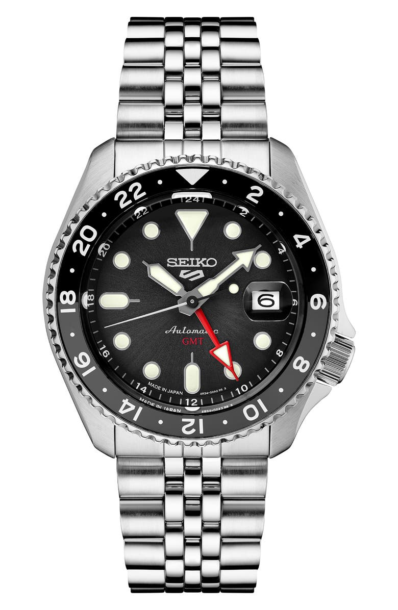 SEIKO WATCHES 5 Sports Bracelet Watch, 42mm, Main, color, Black