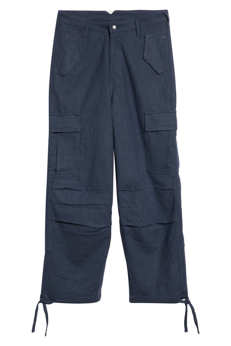 Linen Parachute Cargo Pants, Alternate, color, NAVY