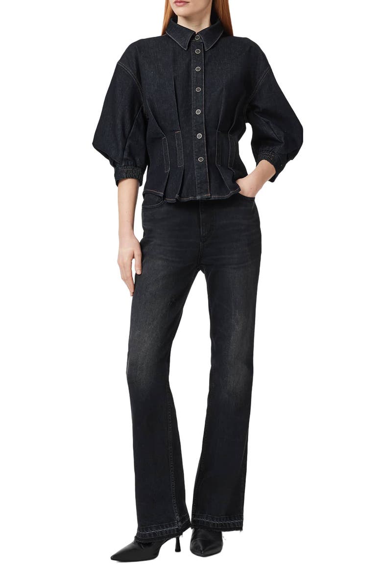 Nancy Cotton Blend Stretch Denim Shirt, Alternate, color, RINSE WASH INDIGO