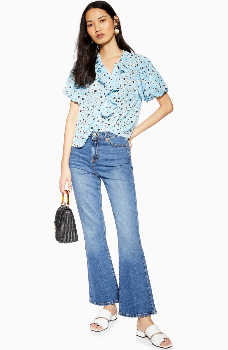 Topshop Floral Ruffle Tea Top, Alternate, color,