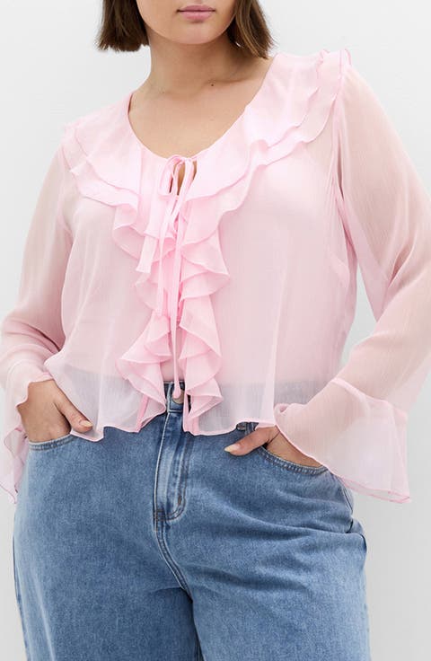 Luscious Sheer Ruffle Top (Plus)