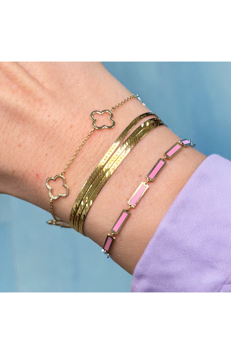 The Lovery Fine Jewelry Small Gold Open Clover Bracelet, Alternate, color, Gold