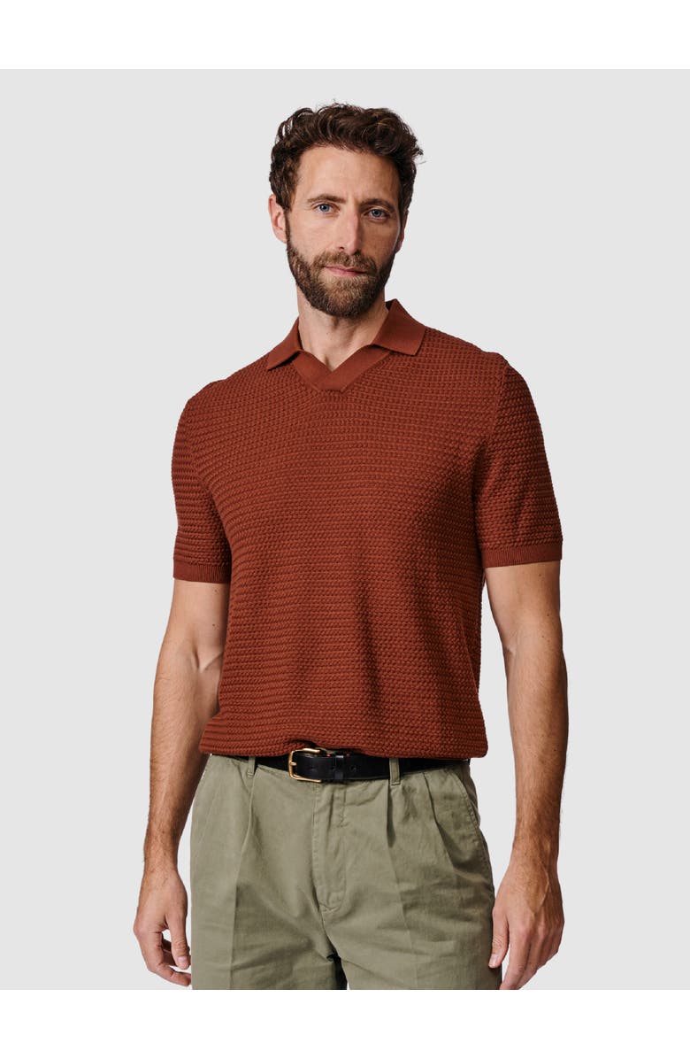Aubin Alford Textured Cotton Polo Shirt, Main, color, Rust