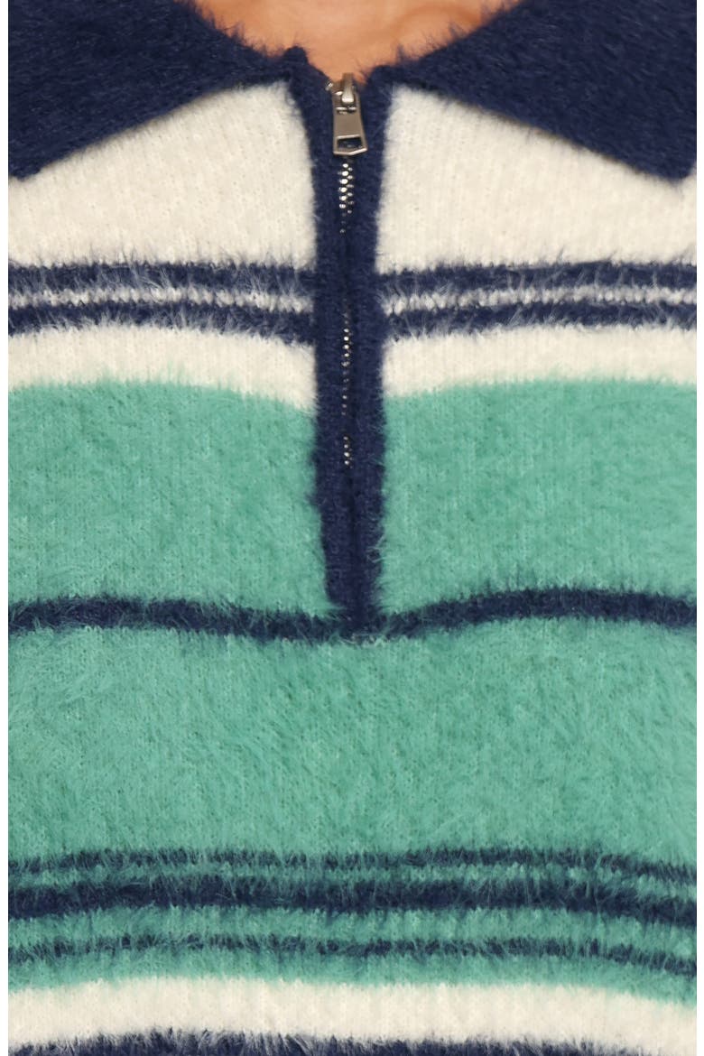 Vickie Quarter Zip Sweater, Alternate, color, CREAM GREEN STRIPE