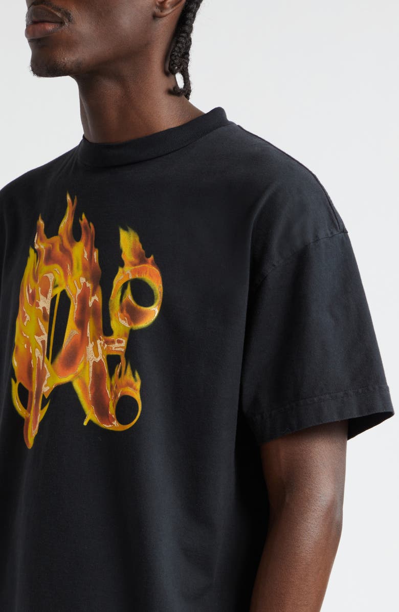 Palm Angels Burning Monogram Graphic T-Shirt, Alternate, color, 