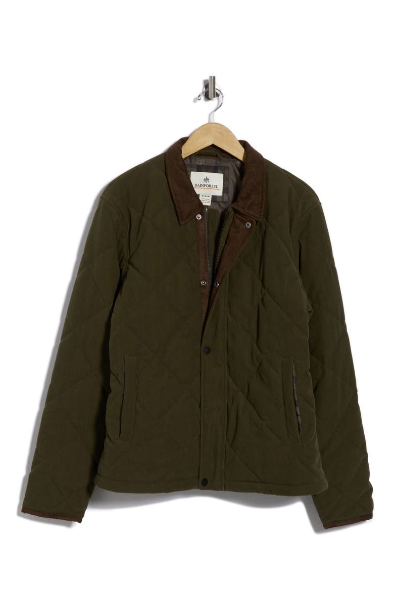 Quilted Corduroy Faux Suede Jacket, Alternate, color, OLIVE NIGHT
