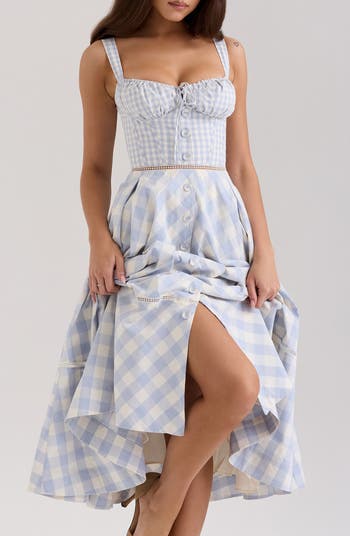 Chiarina Gingham Stretch Cotton Midi Sundress