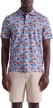Bugatchi Hendrix Digital Watercolor Floral Print Pima Cotton Polo