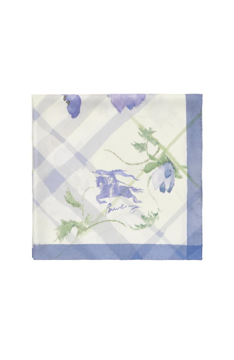 Burberry Watercolour Check Silk Scarf, Alternate, color, Cornflower Blue