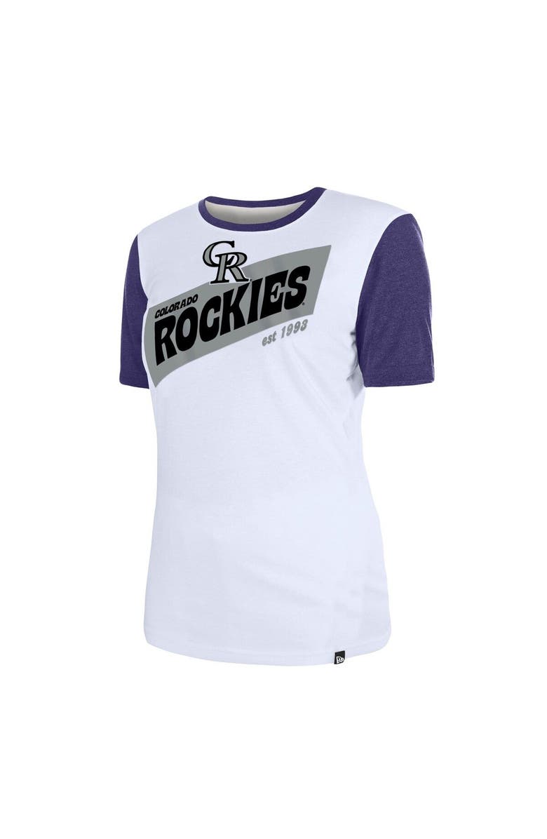 New Era Women's New Era White Colorado Rockies Colorblock T-Shirt, Alternate, color, 