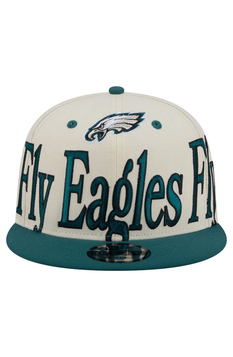 New Era Men's New Era Cream Philadelphia Eagles Oversized Slogan 9FIFTY Snapback Hat, Alternate, color, Cream