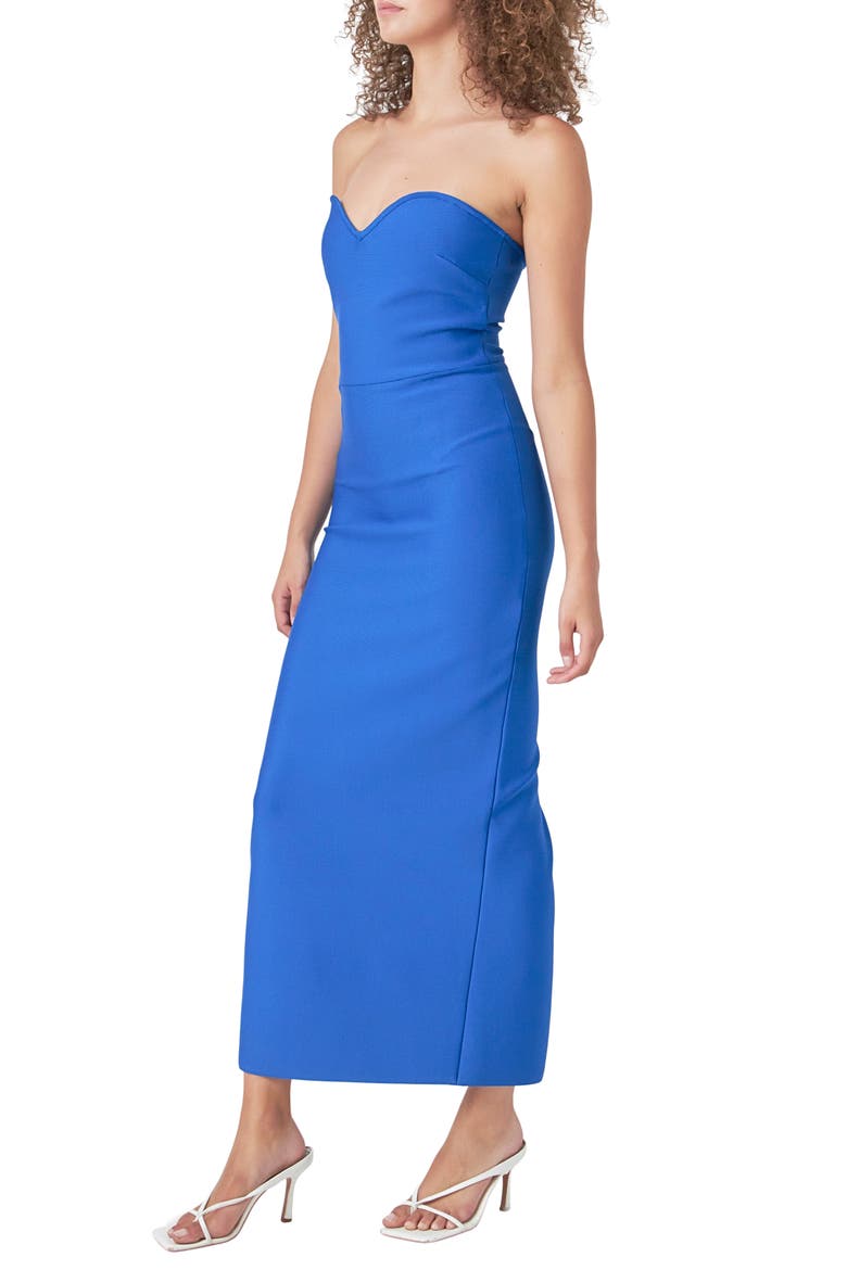 Strapless Sweetheart Neck Knit Dress, Alternate, color, BLUE