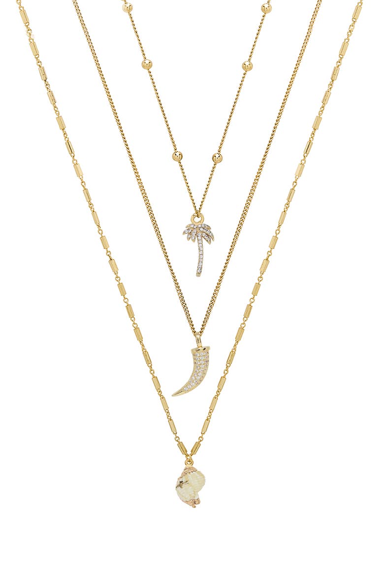 Set of 3 Tropical Necklaces, Main, color, GOLD